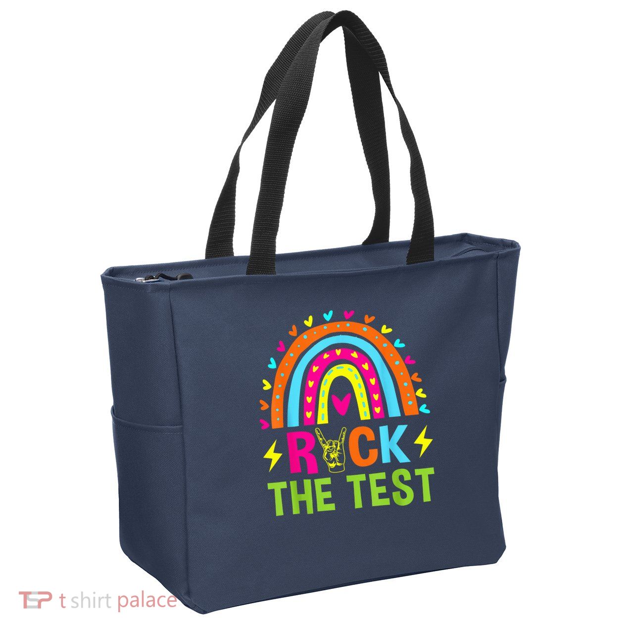 Rock The Test Rainbow Testing Day Motivational Teacher Zip Tote Bag