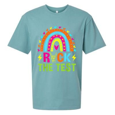 Rock The Test Rainbow Testing Day Motivational Teacher Sueded Cloud Jersey T-Shirt