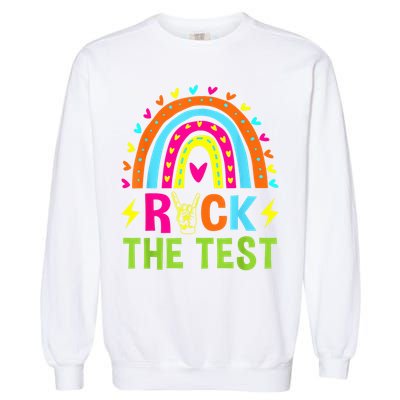 Rock The Test Rainbow Testing Day Motivational Teacher Garment-Dyed Sweatshirt