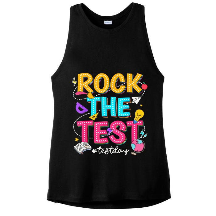Rock The Test Testing Day Retro Motivational Teacher Student Ladies PosiCharge Tri-Blend Wicking Tank