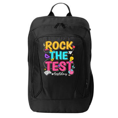 Rock The Test Testing Day Retro Motivational Teacher Student City Backpack