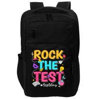 Rock The Test Testing Day Retro Motivational Teacher Student Impact Tech Backpack