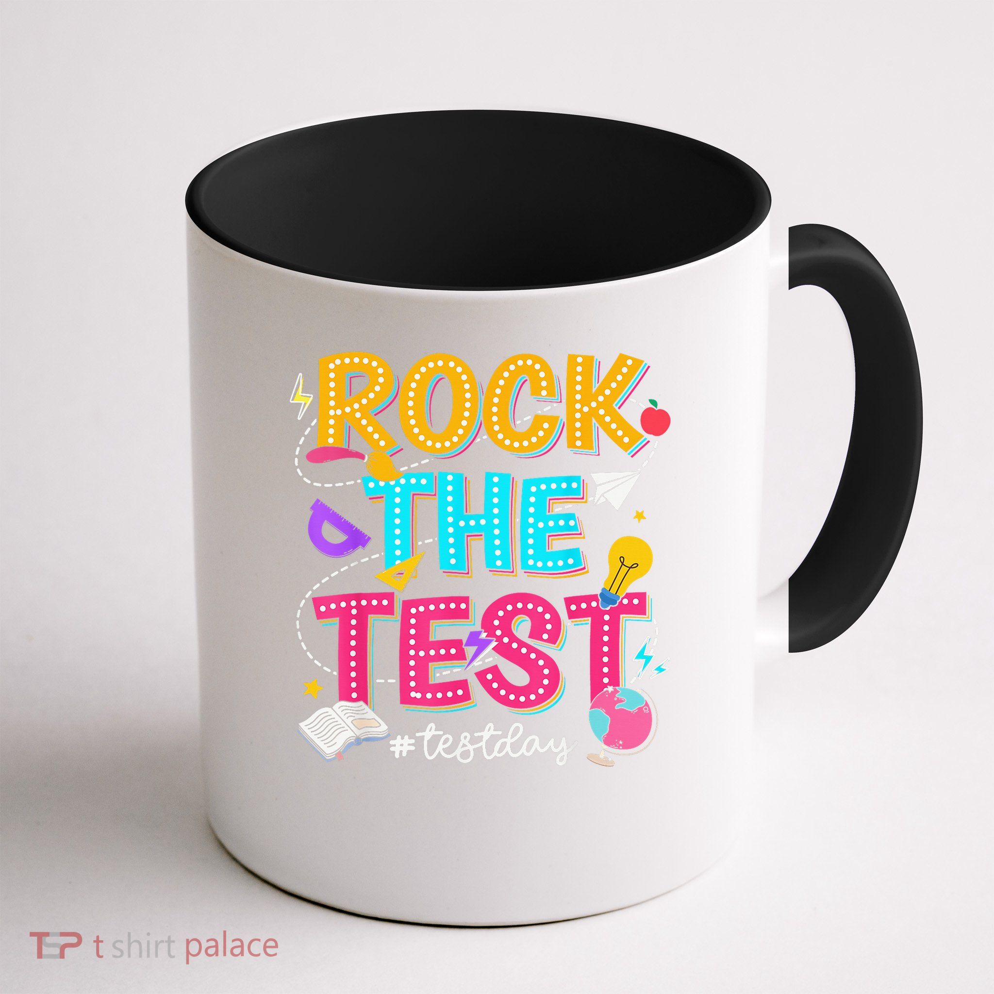 Rock The Test Testing Day Retro Motivational Teacher Student Mug