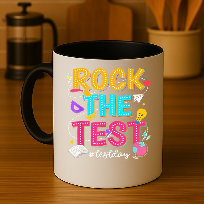 Rock The Test Testing Day Retro Motivational Teacher Student Mug
