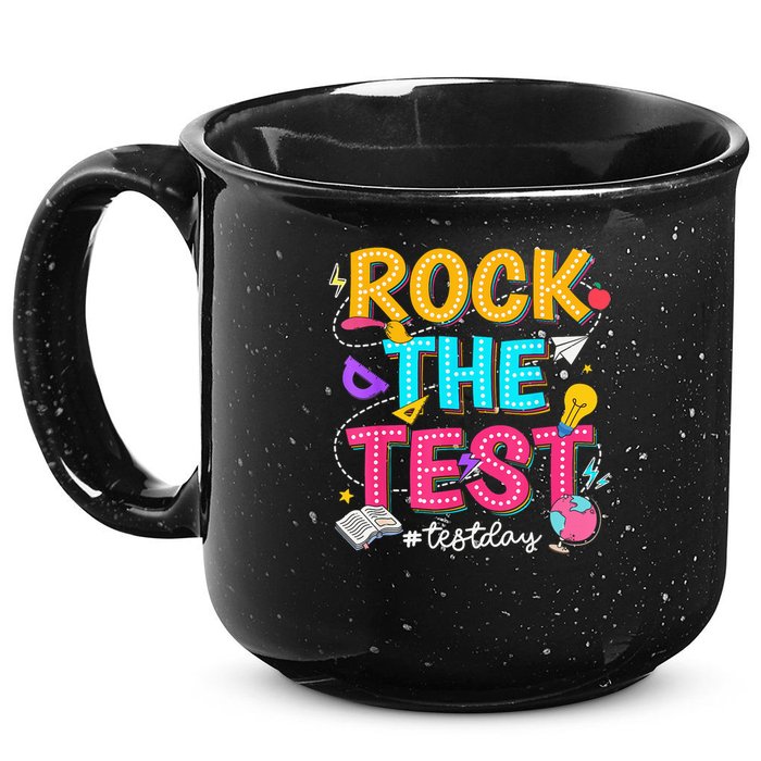 Rock The Test Testing Day Retro Motivational Teacher Student 15oz Campfire Ceramic Mug