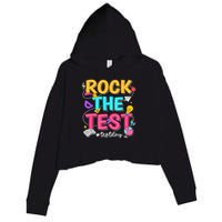 Rock The Test Testing Day Retro Motivational Teacher Student Crop Fleece Hoodie