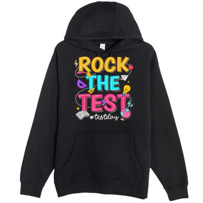 Rock The Test Testing Day Retro Motivational Teacher Student Premium Pullover Hoodie