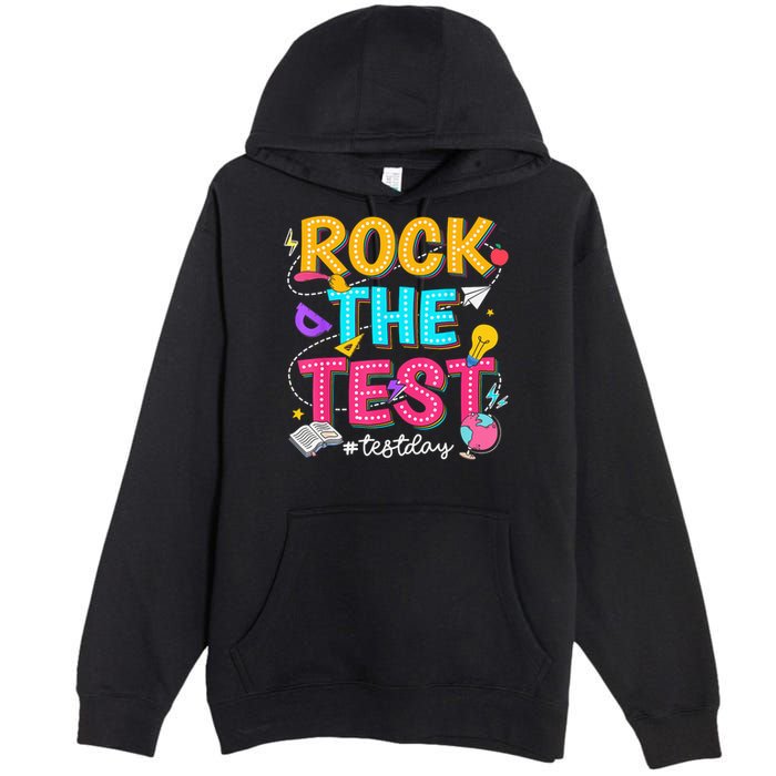 Rock The Test Testing Day Retro Motivational Teacher Student Premium Pullover Hoodie