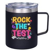 Rock The Test Testing Day Retro Motivational Teacher Student 12oz Stainless Steel Coffee Mug