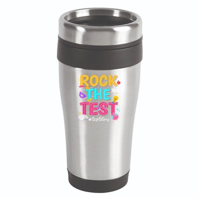 Rock The Test Testing Day Retro Motivational Teacher Student 16oz Travel Tumbler
