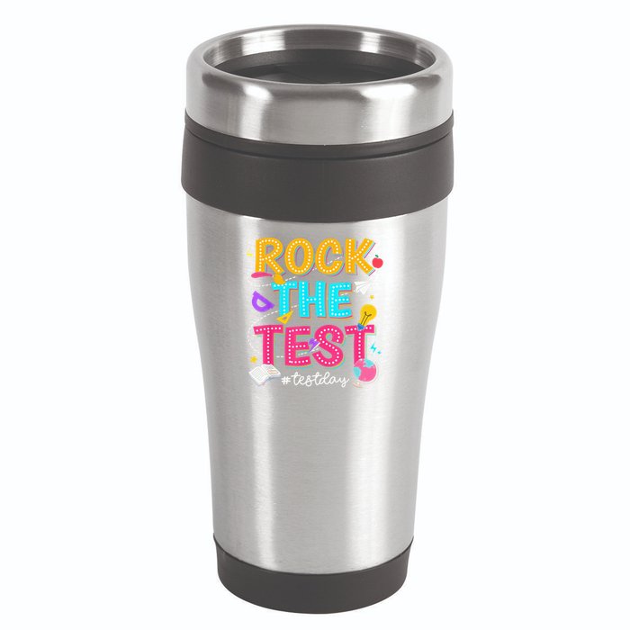 Rock The Test Testing Day Retro Motivational Teacher Student 16oz Travel Tumbler
