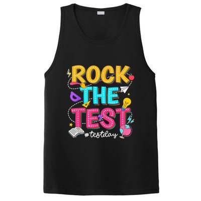 Rock The Test Testing Day Retro Motivational Teacher Student PosiCharge Competitor Tank