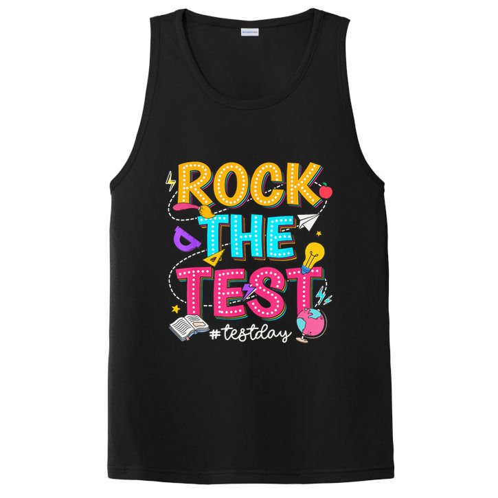 Rock The Test Testing Day Retro Motivational Teacher Student PosiCharge Competitor Tank