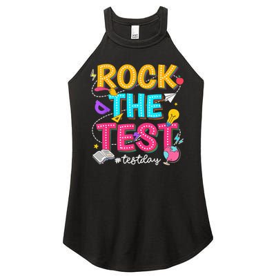 Rock The Test Testing Day Retro Motivational Teacher Student Women's Perfect Tri Rocker Tank