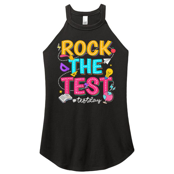 Rock The Test Testing Day Retro Motivational Teacher Student Women's Perfect Tri Rocker Tank