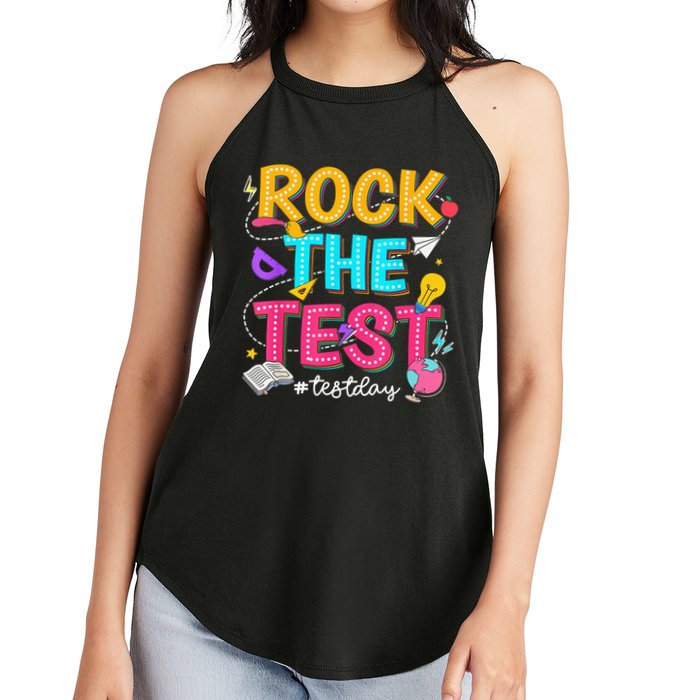 Rock The Test Testing Day Retro Motivational Teacher Student Women's Perfect Tri Rocker Tank