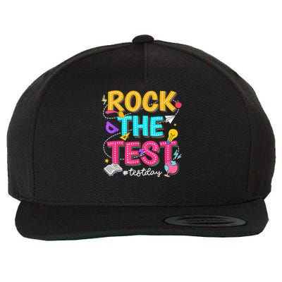 Rock The Test Testing Day Retro Motivational Teacher Student Wool Snapback Cap
