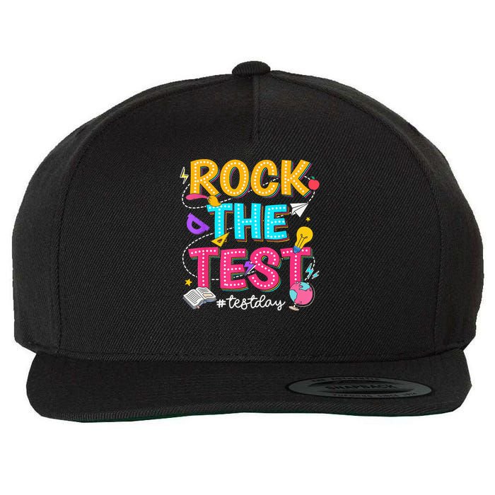 Rock The Test Testing Day Retro Motivational Teacher Student Wool Snapback Cap