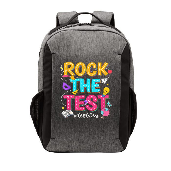 Rock The Test Testing Day Retro Motivational Teacher Student Vector Backpack