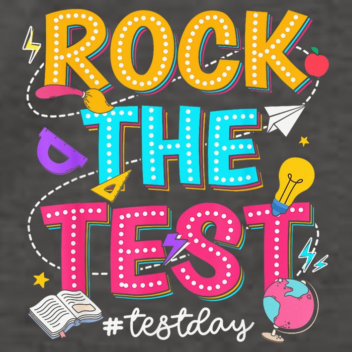 Rock The Test Testing Day Retro Motivational Teacher Student Vector Backpack