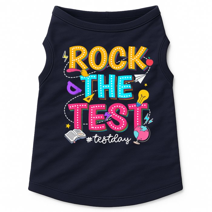 Rock The Test Testing Day Retro Motivational Teacher Student Doggie Tank
