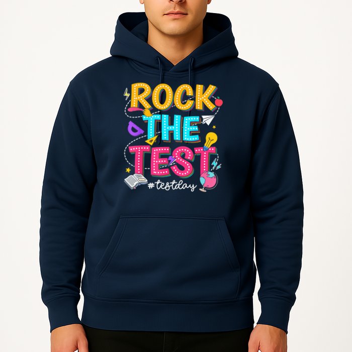 Rock The Test Testing Day Retro Motivational Teacher Student Hoodie