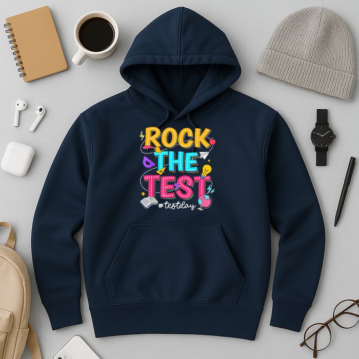 Rock The Test Testing Day Retro Motivational Teacher Student Hoodie