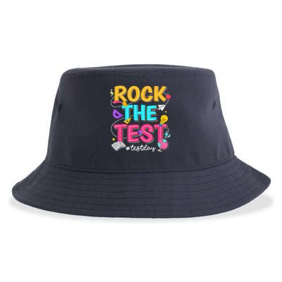 Rock The Test Testing Day Retro Motivational Teacher Student Sustainable Bucket Hat