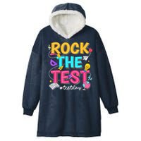 Rock The Test Testing Day Retro Motivational Teacher Student Hooded Wearable Blanket