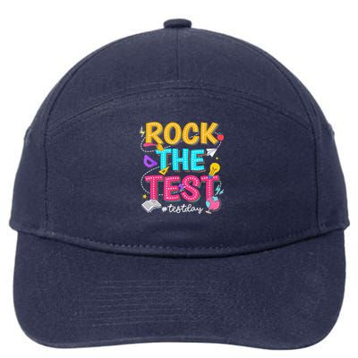 Rock The Test Testing Day Retro Motivational Teacher Student 7-Panel Snapback Hat