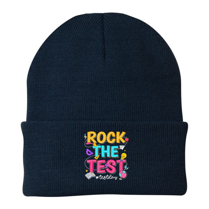 Rock The Test Testing Day Retro Motivational Teacher Student Beanie