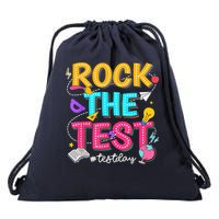 Rock The Test Testing Day Retro Motivational Teacher Student Drawstring Bag