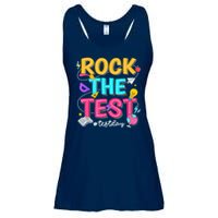 Rock The Test Testing Day Retro Motivational Teacher Student Ladies Essential Flowy Tank