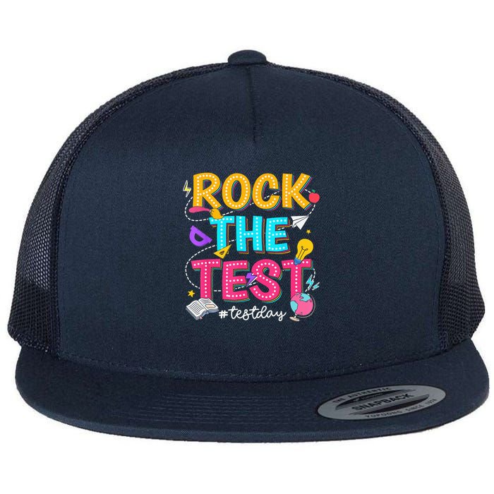 Rock The Test Testing Day Retro Motivational Teacher Student Flatbill Hat