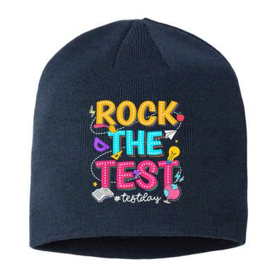Rock The Test Testing Day Retro Motivational Teacher Student Sustainable Beanie