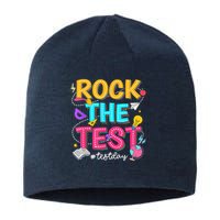 Rock The Test Testing Day Retro Motivational Teacher Student Sustainable Beanie