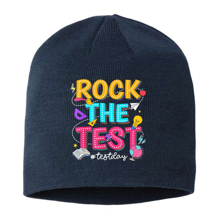 Rock The Test Testing Day Retro Motivational Teacher Student Sustainable Beanie