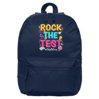 Rock The Test Testing Day Retro Motivational Teacher Student 16 in Basic Backpack