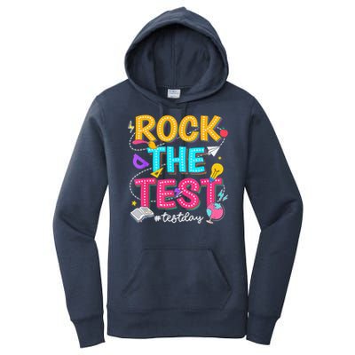 Rock The Test Testing Day Retro Motivational Teacher Student Women's Pullover Hoodie