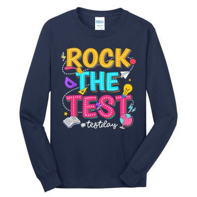 Rock The Test Testing Day Retro Motivational Teacher Student Tall Long Sleeve T-Shirt