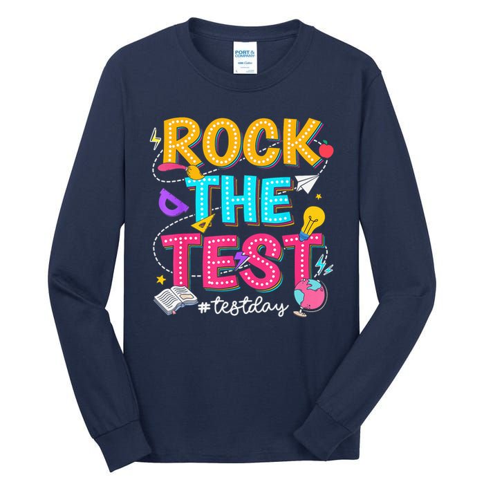 Rock The Test Testing Day Retro Motivational Teacher Student Tall Long Sleeve T-Shirt