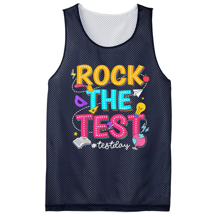Rock The Test Testing Day Retro Motivational Teacher Student Mesh Reversible Basketball Jersey Tank