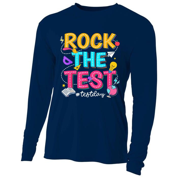 Rock The Test Testing Day Retro Motivational Teacher Student Cooling Performance Long Sleeve Crew
