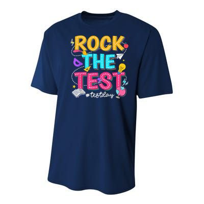 Rock The Test Testing Day Retro Motivational Teacher Student Youth Performance Sprint T-Shirt