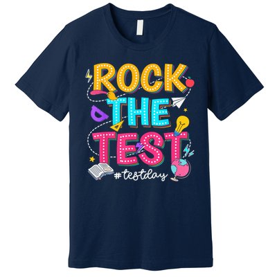 Rock The Test Testing Day Retro Motivational Teacher Student Premium T-Shirt