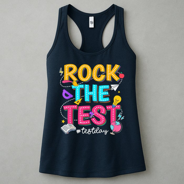 Rock The Test Testing Day Retro Motivational Teacher Student Womens Tank Top