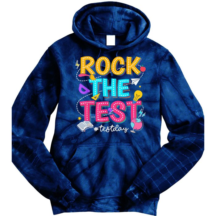 Rock The Test Testing Day Retro Motivational Teacher Student Tie Dye Hoodie