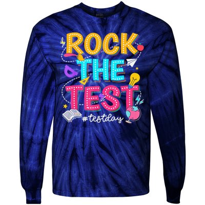 Rock The Test Testing Day Retro Motivational Teacher Student Tie-Dye Long Sleeve Shirt