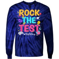 Rock The Test Testing Day Retro Motivational Teacher Student Tie-Dye Long Sleeve Shirt