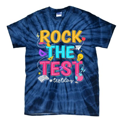 Rock The Test Testing Day Retro Motivational Teacher Student Tie-Dye T-Shirt